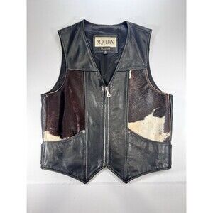 Vintage M.Julian Wilson's Genuine Cowhide Hair & Leather Vest Sz Mens M